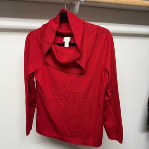 Chico's Vibrant Red Knit cowl neck Top